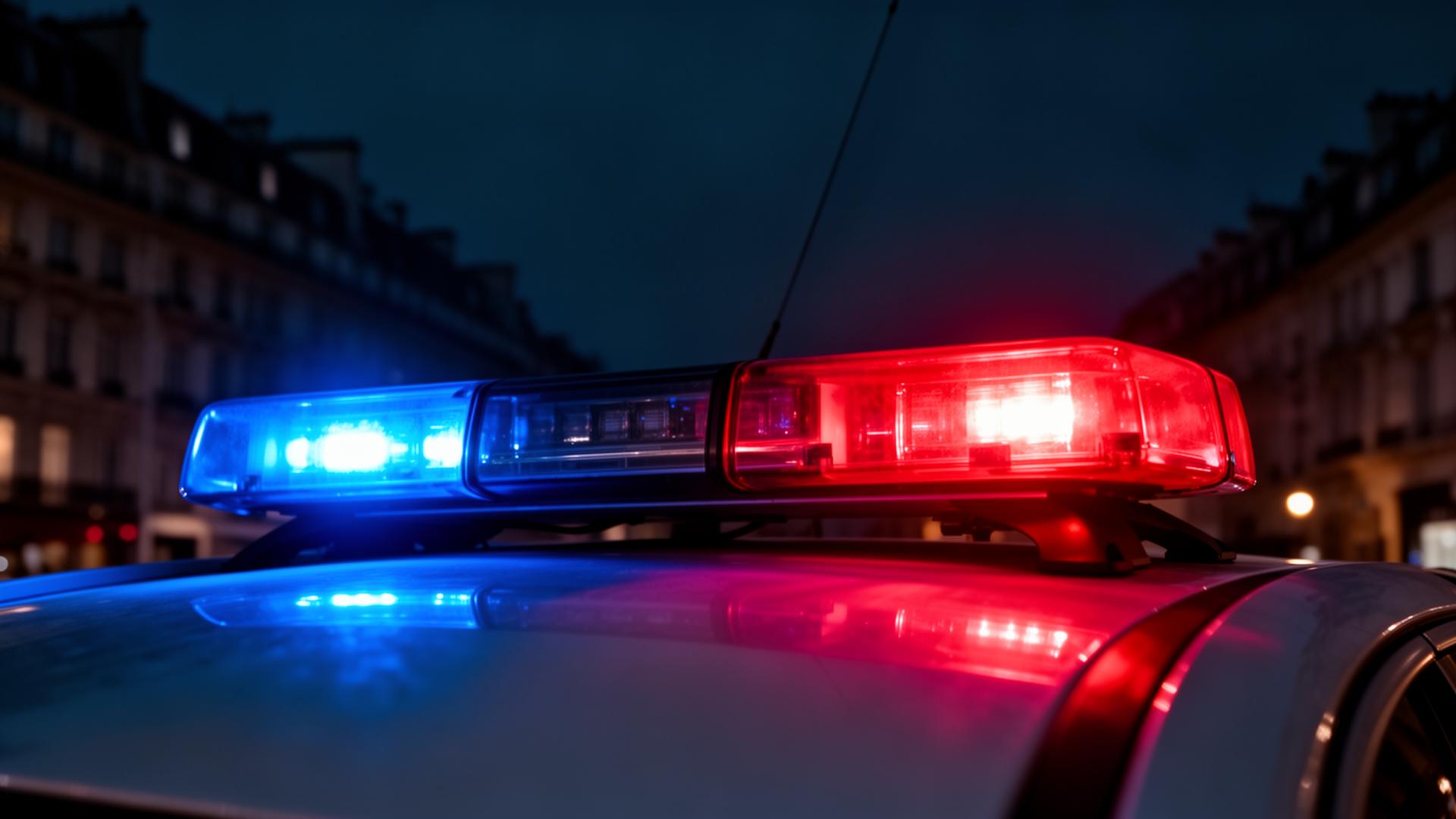 Blauwe en rode zwaailichten 's nachts